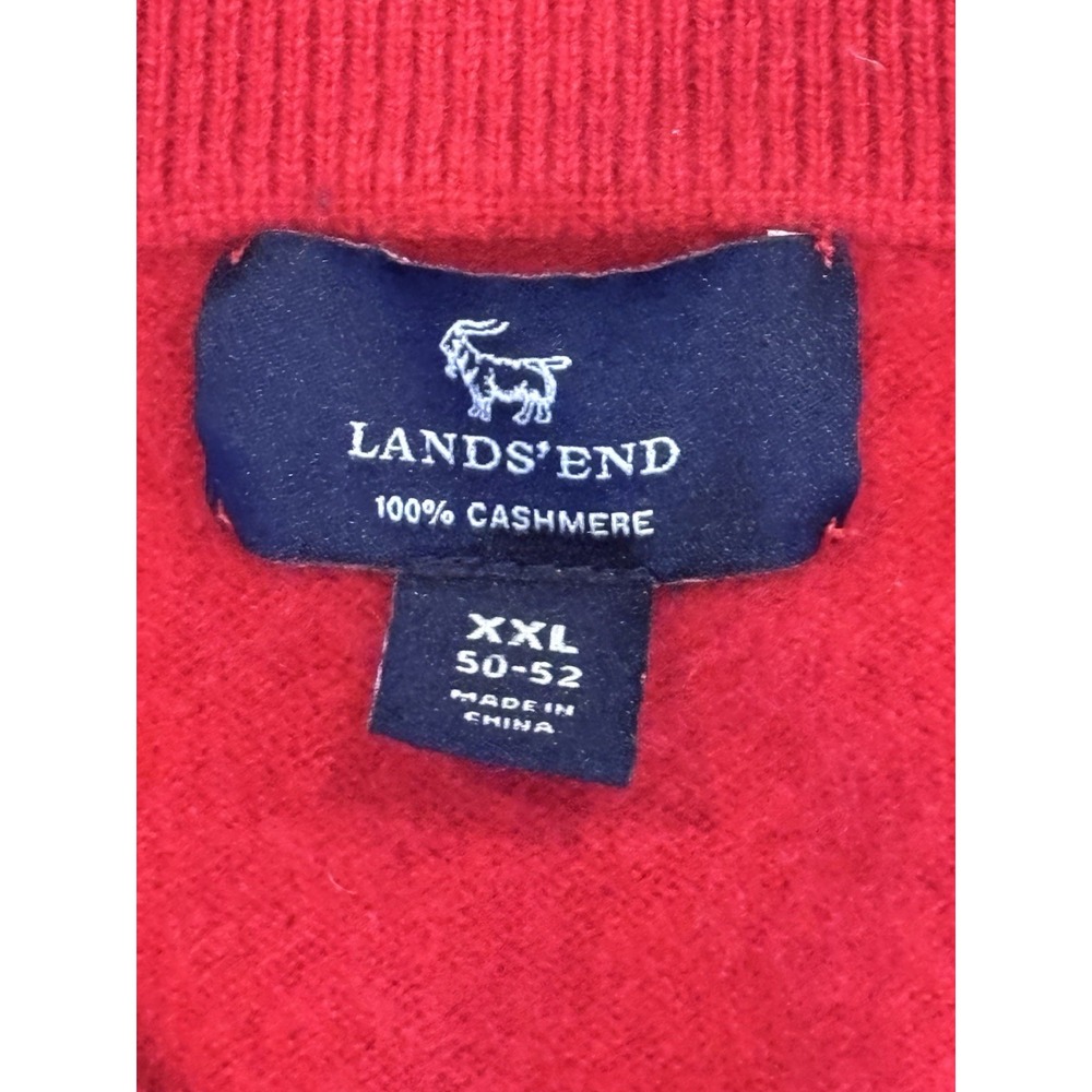 LANDS END 100% Cashmere V Neck Pullover Men's Sweater Red XXL Grandpa Timeless - Picture 5 of 13